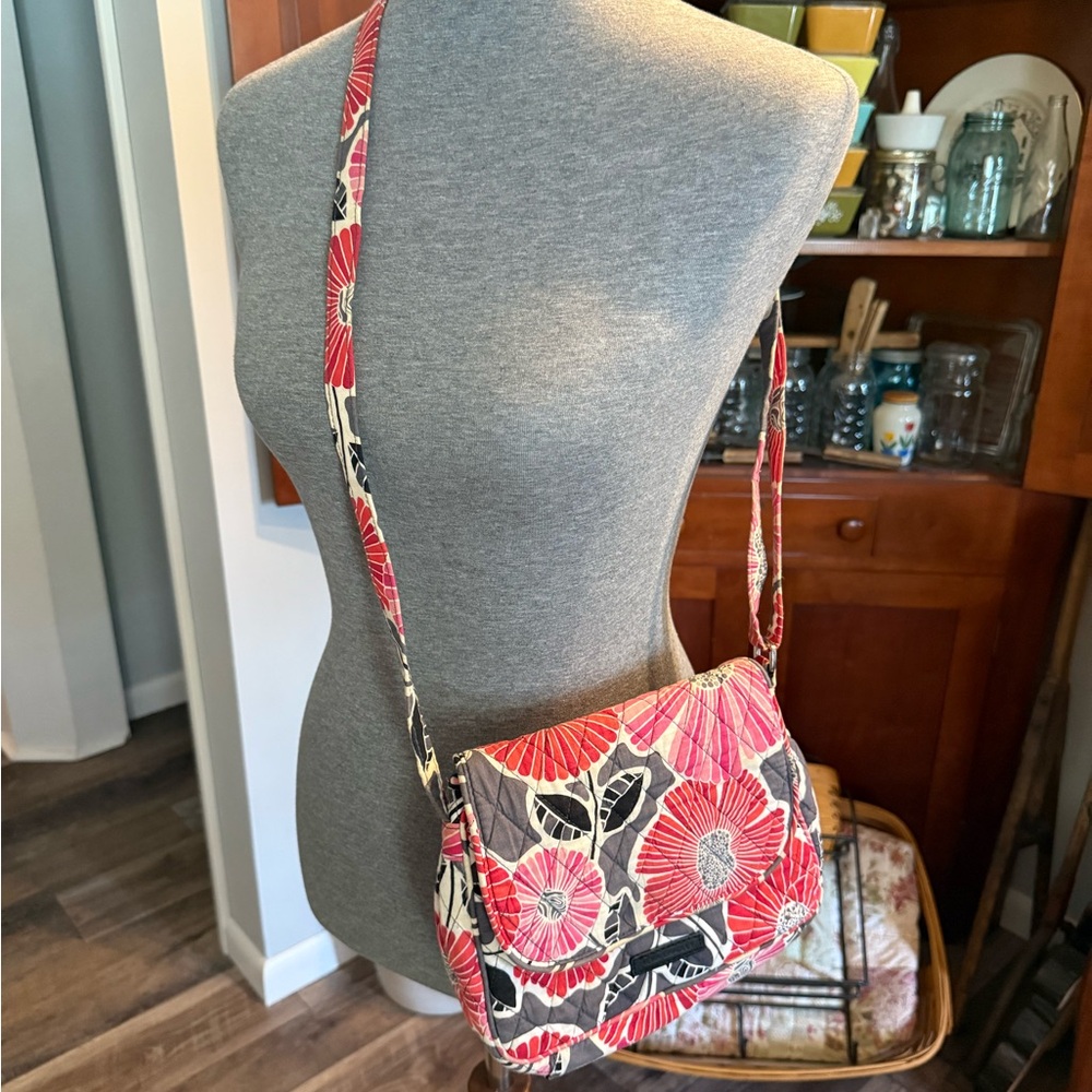 Vera Bradley Red and Black Floral Crossbody Bag